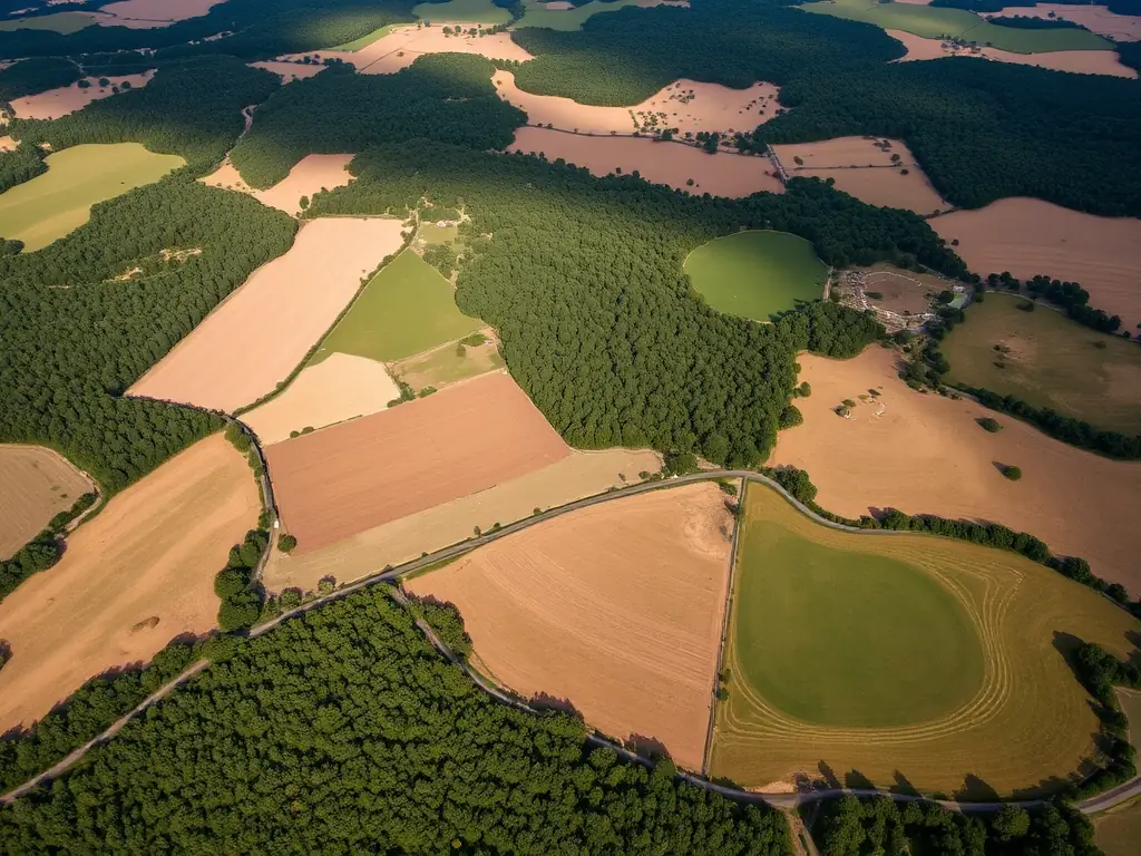 A scenic aerial view of a protected natural reserve in Provence, showcasing diverse ecosystems and conservation efforts.